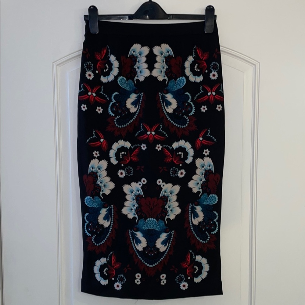 Floral Black Pencil Skirt
